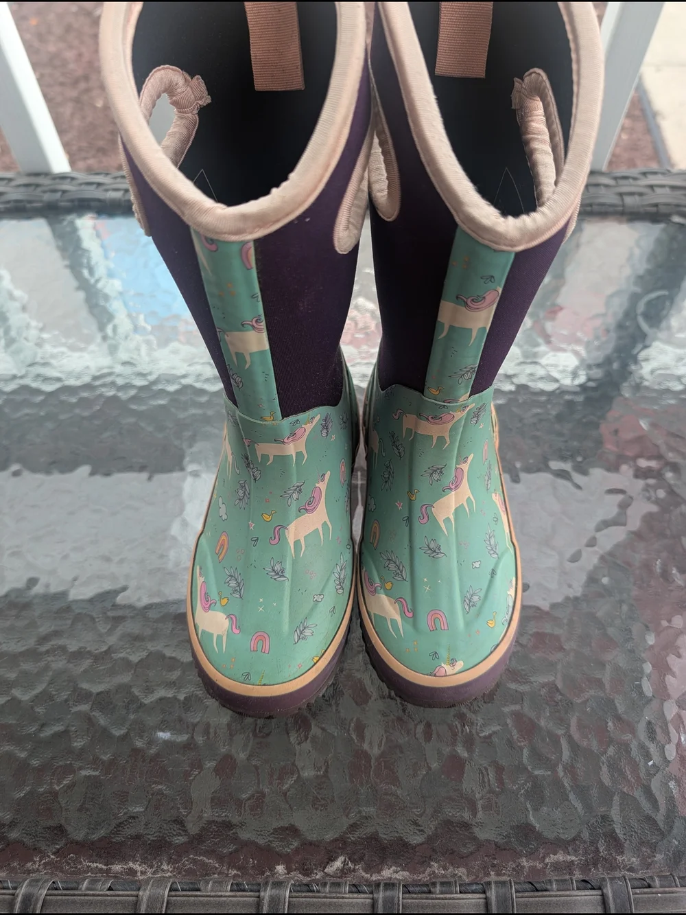 OAKI Kids' Teal Unicorn Neoprene Rain Boot